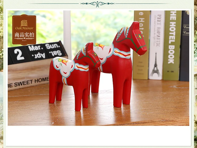 

Swedish carousel Wedding red horse set home living room TV cabinet accessories