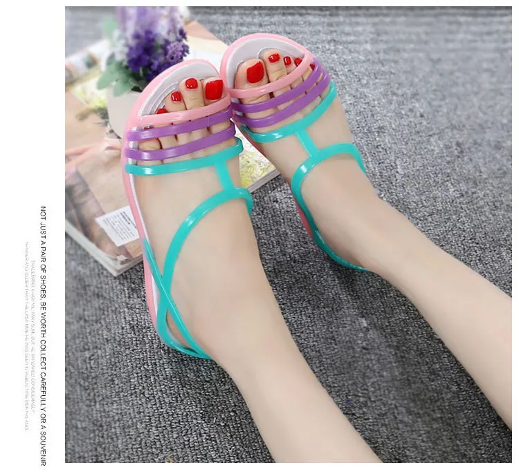 Women Flat Sandals Jelly Shoes Summer Beach Shoes Sandalia Feminina Candy Color Slides Ladies Slippers Chaussures Femme