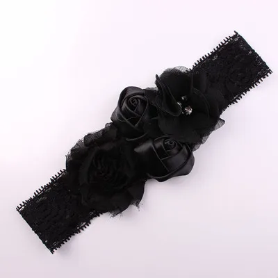 Black Ideacherry/кружевная Детская повязка на голову; шикарная кружевная Цветочная повязка принцессы для девочек; головной убор для новорожденных; головной убор с бантом для малышей; аксессуары для волос - Цвет: Black