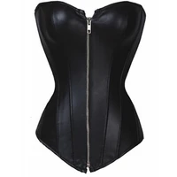 gothic steampunk style women zipper steel boned corset waist trainer slimming overbust korse plus size bustier corselet