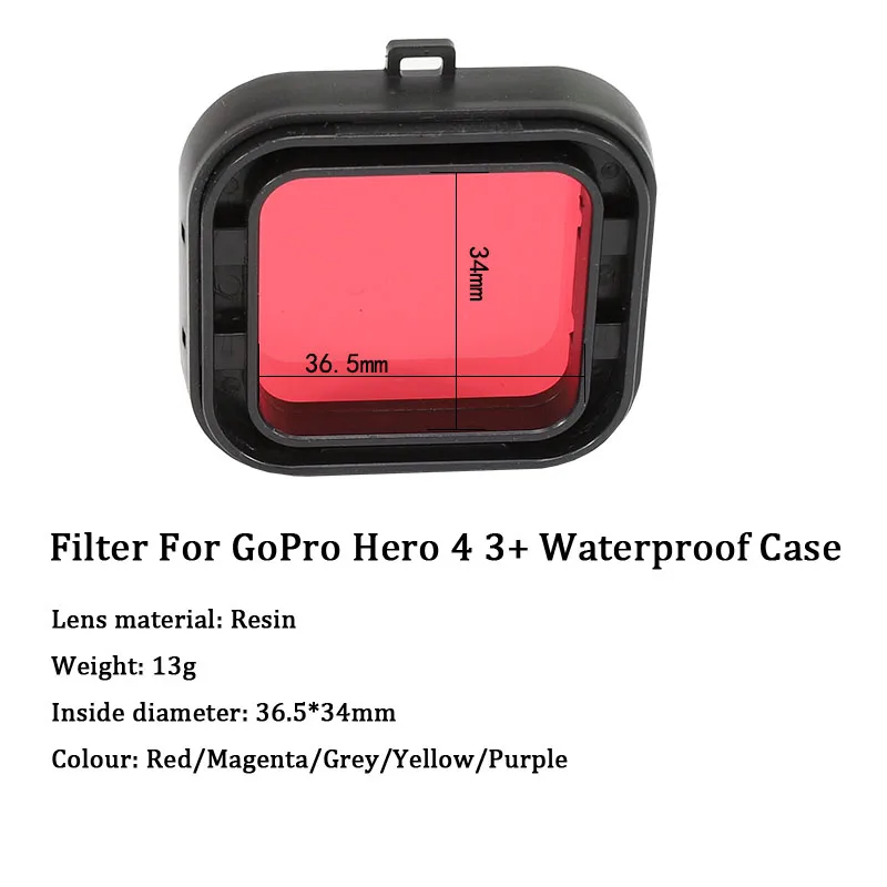 Водонепроницаемый чехол для объектива, защитные фильтры для GoPro Hero 4 3+ красный/серый/желтый/фиолетовый фильтр для дайвинга, набор аксессуаров для экшн-камеры