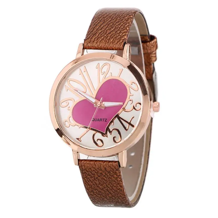 Женские модные часы Reloj Mujer Популярные кварцевые с узором кожаный ремешок круглый