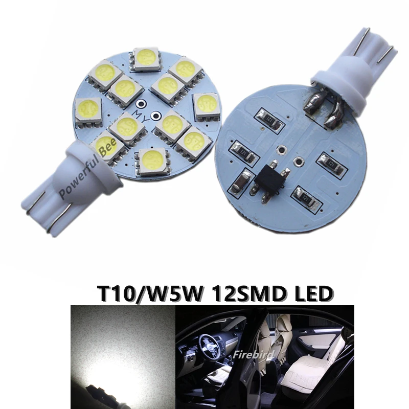 Светодиодные Автомобильные лампы с круглой платой 20 шт. T10/W5W 12SMD 1 8 Вт белый теплый