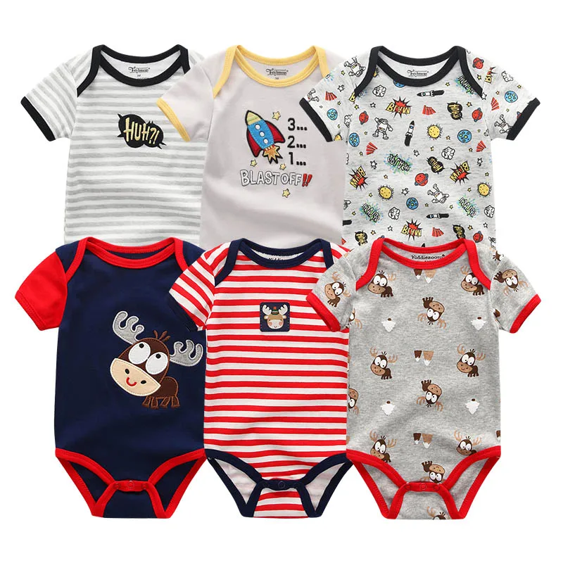 baby boy clothes6 6 шт./лот из хлопка для новорожденных 0-12 M для маленьких девочек одежда Боди Roupa de bebe летние для маленьких мальчиков одежда Костюмы комплекты единорог - Цвет: baby boy clothes6