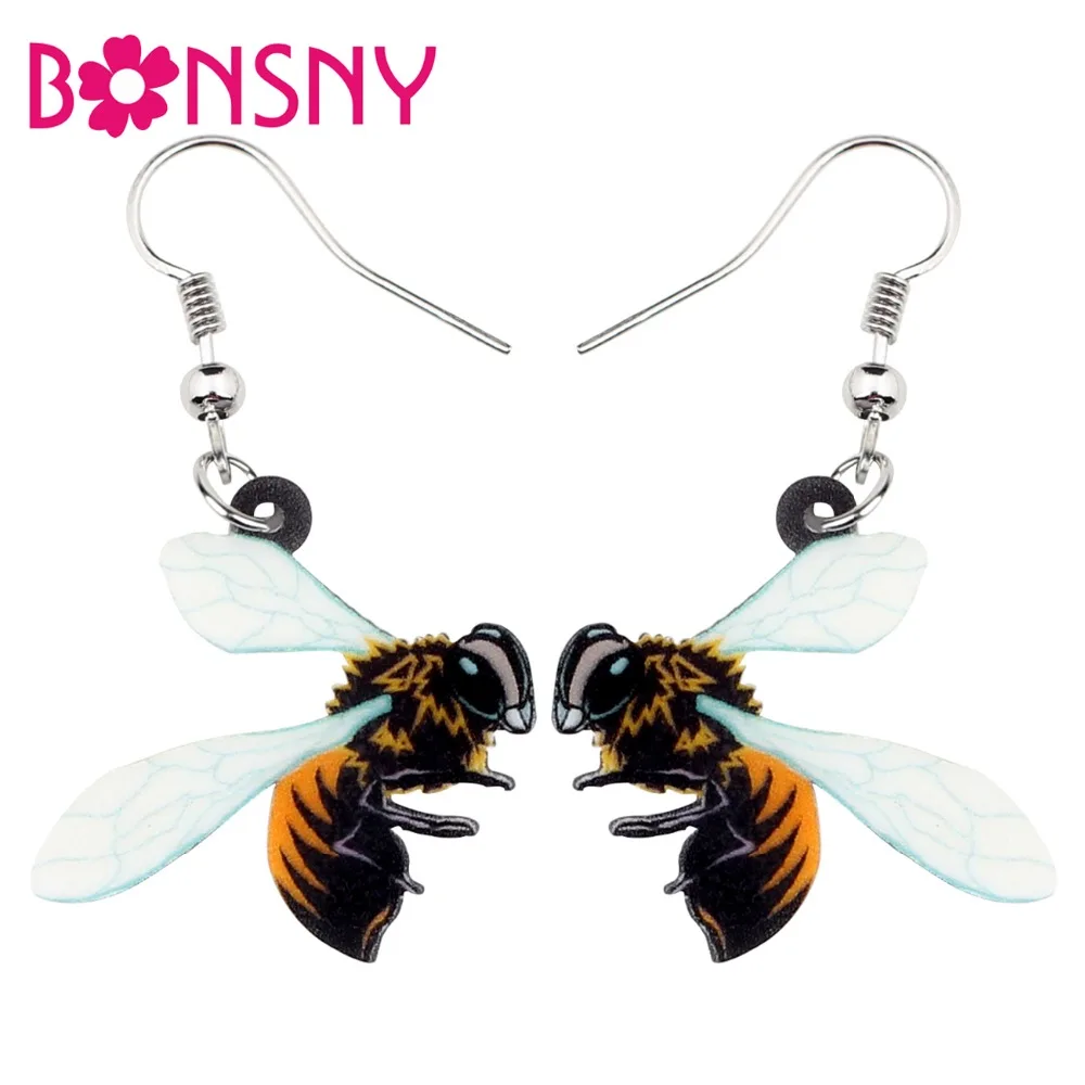 Акриловые украшения Bonsny в виде мультяшной пчелы, модные украшения, ювелирные изделия для женщин и девушек, подарки для подростков, бижутерия