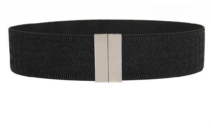 silver black Пояс, хит, женский пояс, эластичный широкий пояс, Золотая Пряжка, широкий пояс, женский черный ремень, белое платье, украшение, подарки - Цвет: silver black