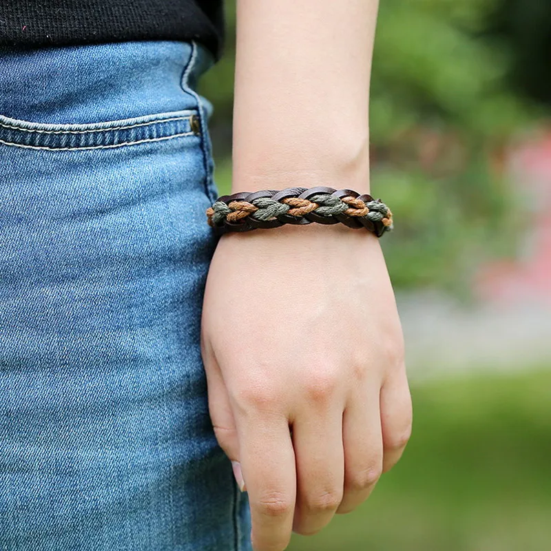 Мужской кожаный браслет 3 цветов летние браслеты с подвесками в богемном стиле |