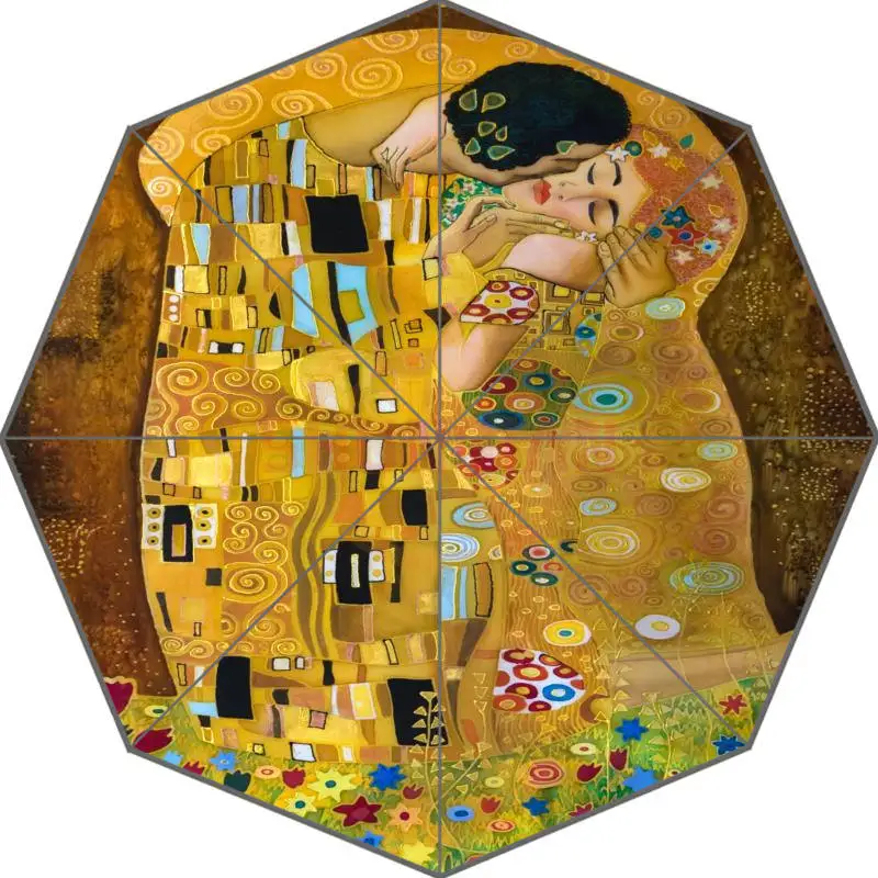 Горячая пользовательский Gustav Klimt взрослый Универсальный дизайн Модный складной зонтик хорошая идея подарка! U30-08 - Цвет: Серый