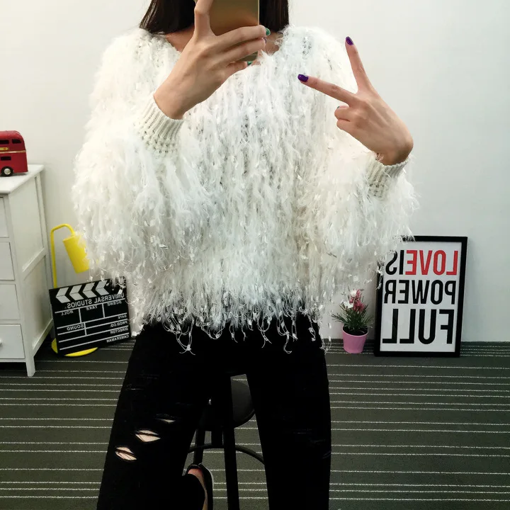 2020 Top Fashion New Women free Shipping 2021 Autumn And Winter Sweet Sweater Handmade Tassel Knit Long-sleeved | Женская одежда