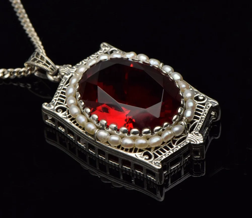 Free shipping to buy 2015 new product promotion classic antique ruby sterling silver jewelry natural pearl * women's pendant | Украшения