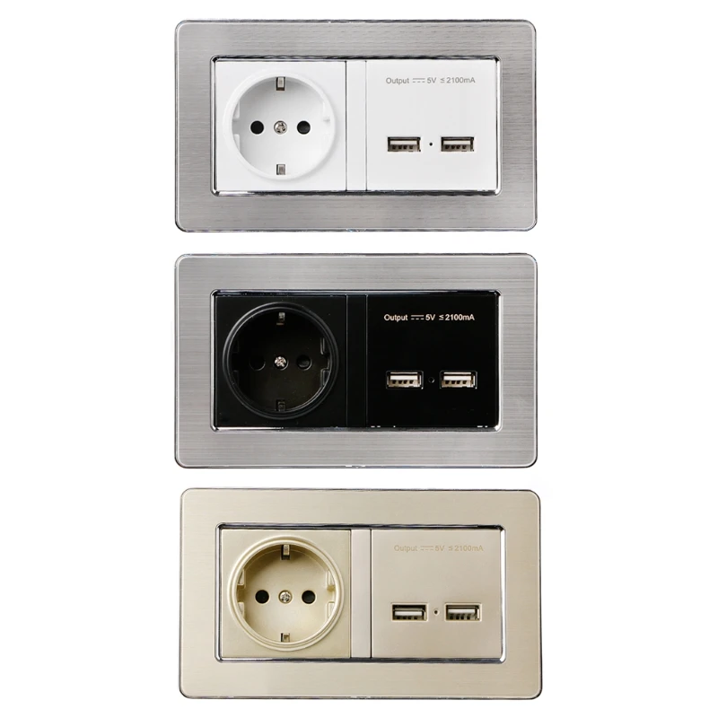 Гнездо питания стандарта ЕС с двойным USB портом для зарядки мобильного телефона выходом 5 в 2 1