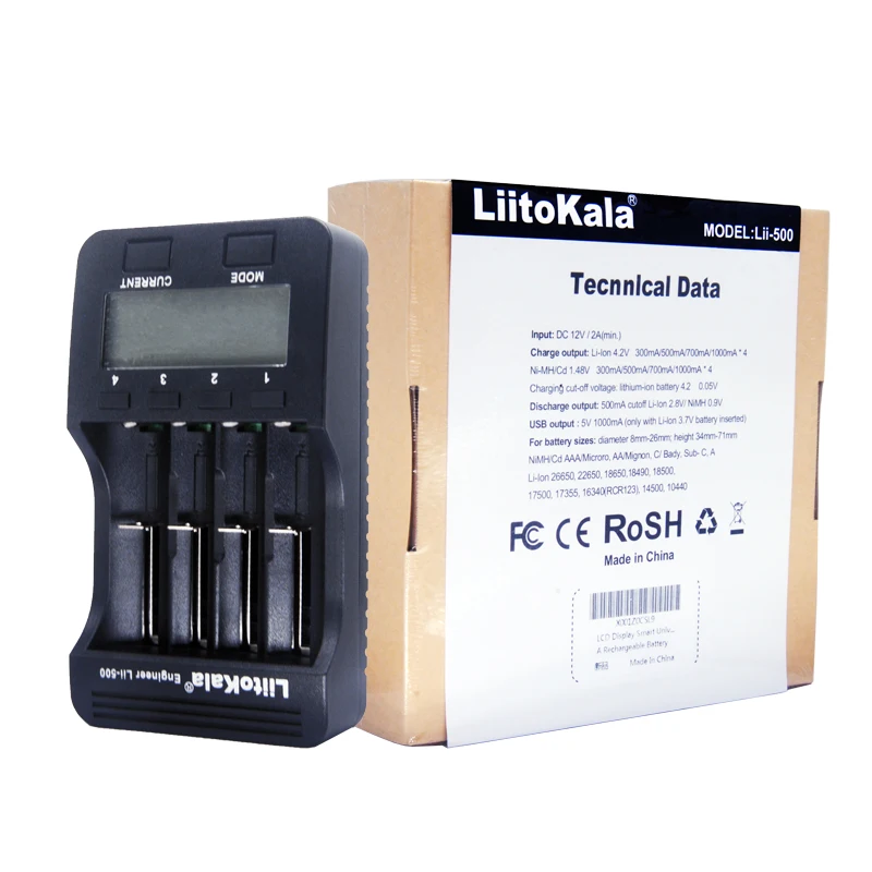 Liitokala lii-500 18650 26650 зарядное устройство для литиевых батарей 1,2 в NiMH AA зарядка аккумулятора USB тест выходной емкости