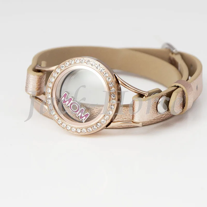 Водонепроницаемый плавающий браслет из нержавеющей стали|floating charm bracelet|leather