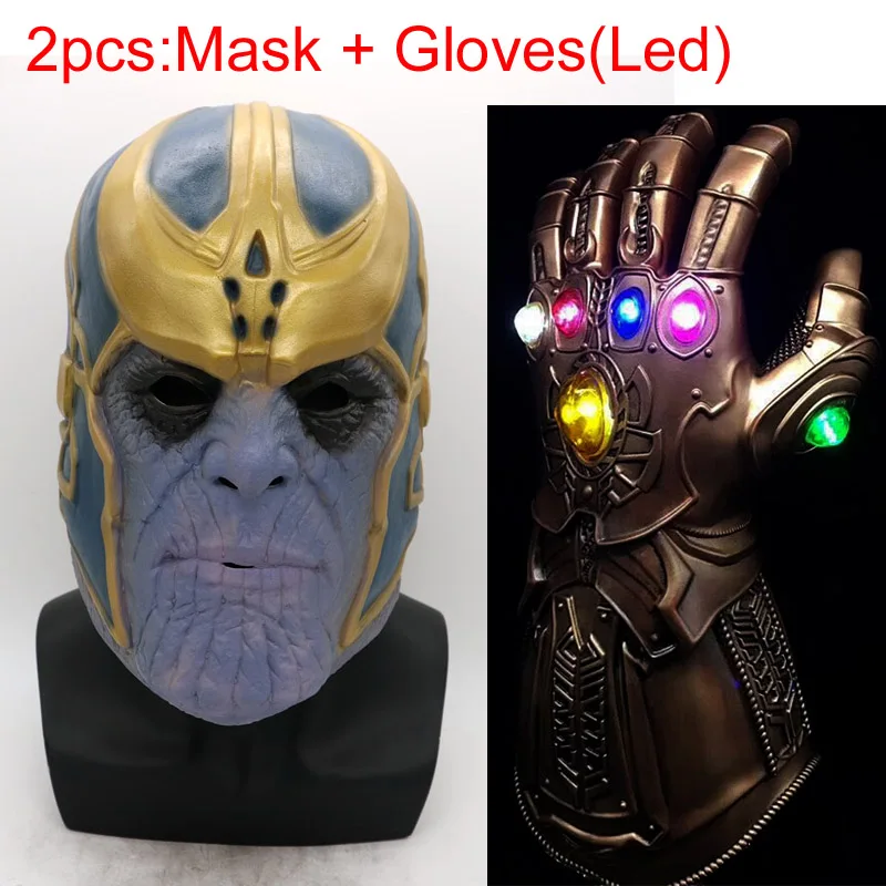 MASK LED Glove Светодиодный светильник Thanos Infinity Gauntlet Мстители Бесконечность войны косплей светодиодный перчатки ПВХ/латекс фигурка модель игрушки Хэллоуин реквизит - Цвет: MASK LED Glove