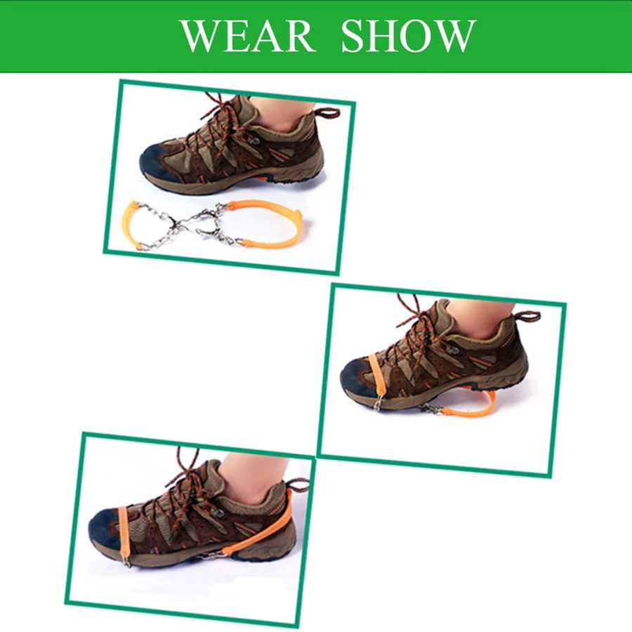 

YINGTOUMAN 6-teeth Ice Claw Anti-Slip Ice Gripper Outdoor Climbing Shoe Chain Cleats Shoe Grip Crampon Chain Spike Snow