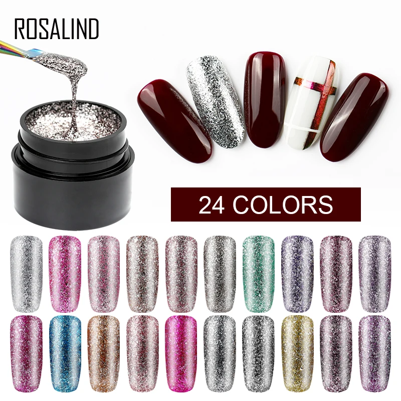ROSALIND Gel Nail Polish Set Shiny Platinum Nails Art For Manicure Gel Poly Lak UV Colors Top Base Coat Primer Hybrid Varnishes
