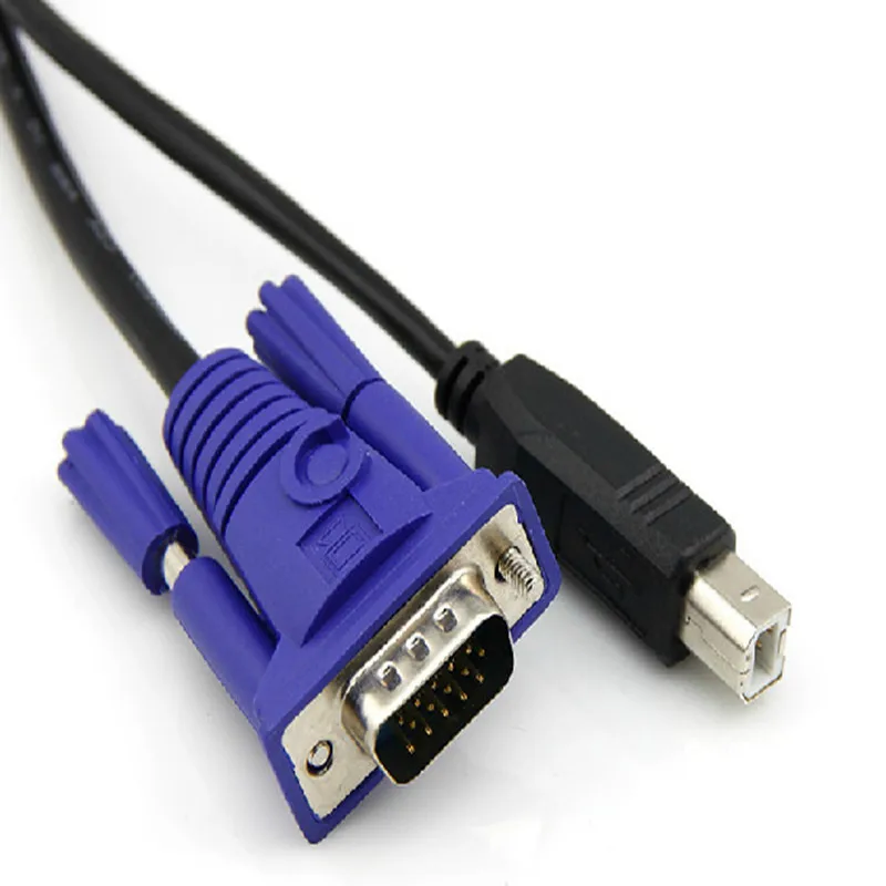 Фото KVM-коммутатор 1 5 м кабель 2 в USB 2.0 Type A на B 4 контакта + стандартный VGA SVGA 15 контактов