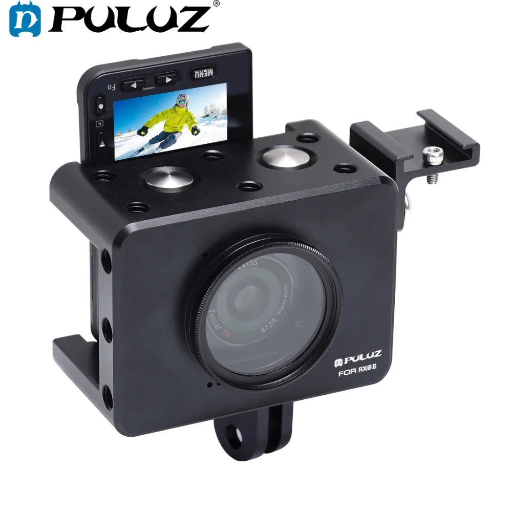 PULUZ Housing Shell CNC Aluminum Alloy Protective Cage &37mm UV Lens&Cold-shoe Base Mount&Screw &Tripod Adapter for Sony RX0 II |