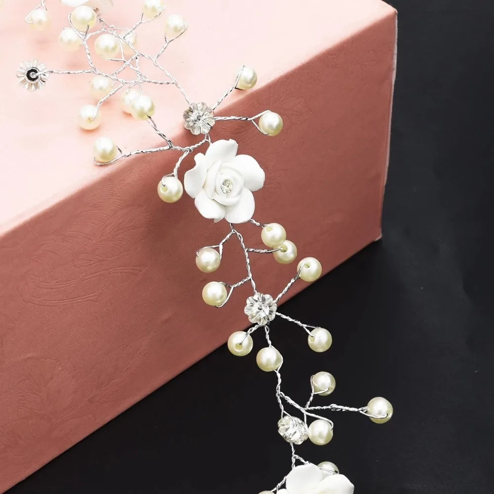 Cute Romantic Flower Pearls Bridal Headpiece Jewelry For Girls Crystal Crown Wedding Headbands Forehead Hair Accessories 2020 | Украшения и