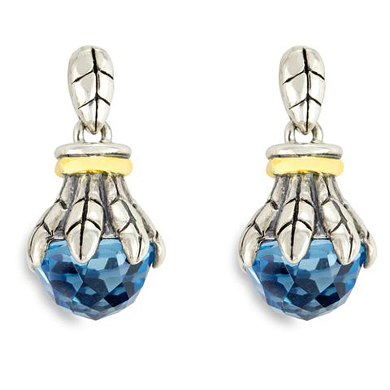 

Fashion Geometric Sea Blue Zircon Stone Dangle Earrings 2019 New Metal Leaves Ethnic Tribal Indian Earrings Pendant Mujer Z5C156