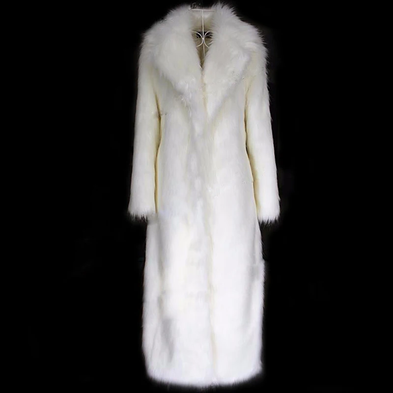Новая зимняя женская удлиненная шуба из искусственного лисьего меха модная