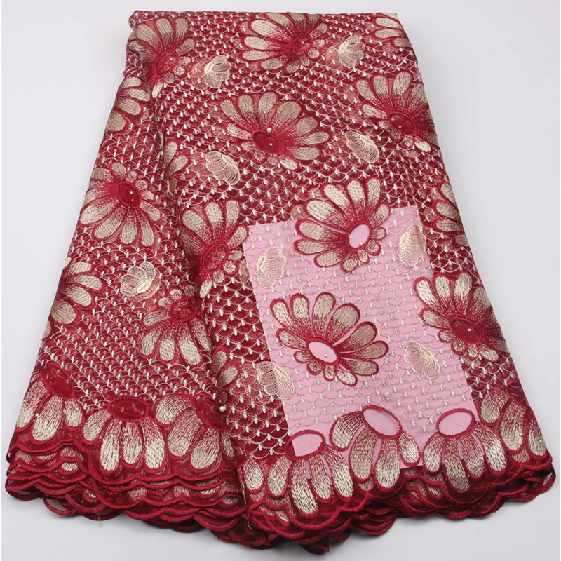 Red Lace fFabric High Quality Afican Fabric Beautiful African Embroidery For Cheap Nigerian AMY558b-3 | Дом и сад