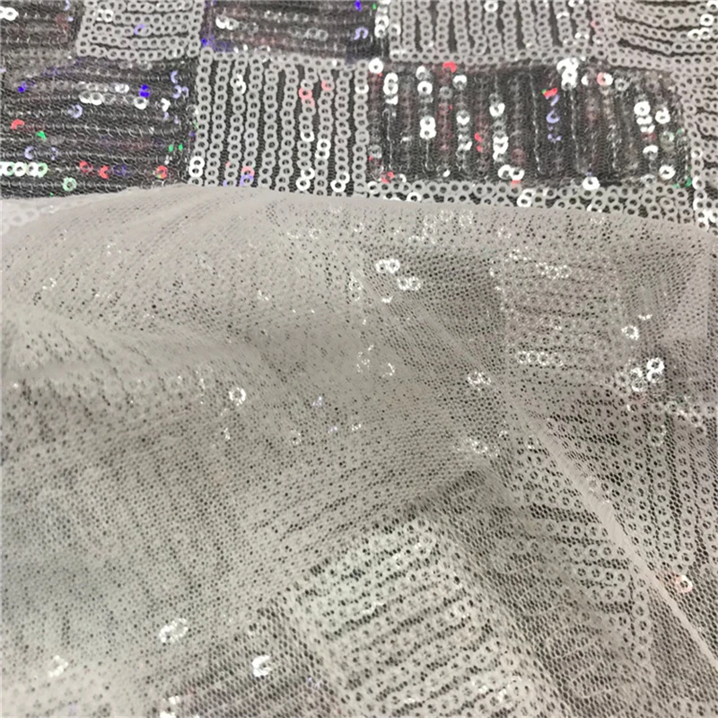 1 ярд новая Асимметричная квадратная кружевная ткань с блестками белая сетчатая