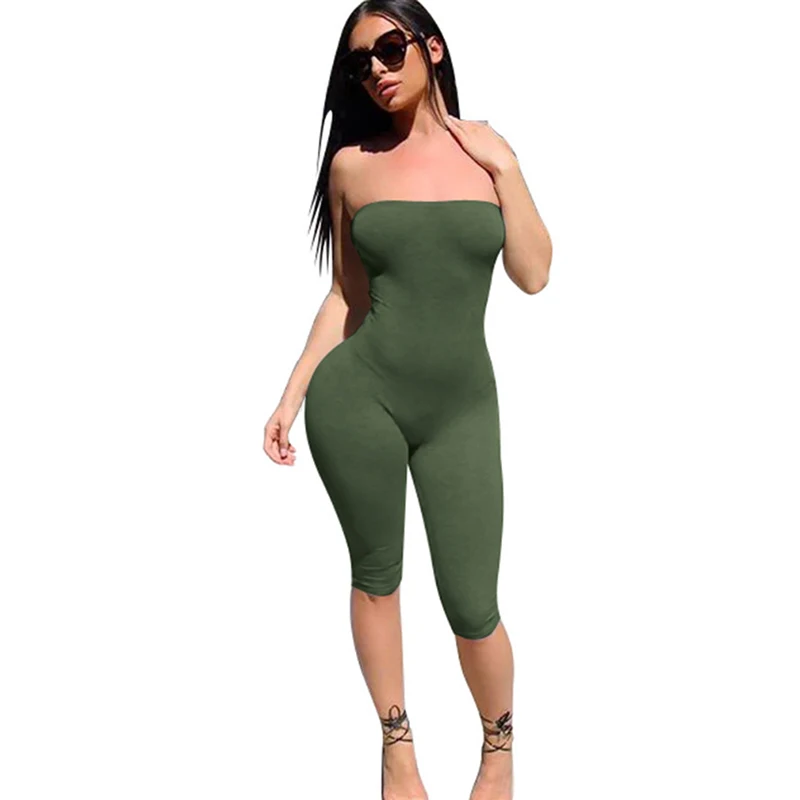 Sexy Skinny Strapless Tube Romper Sleeveless Streetwear Playsuits And Jumpsuits 2019 Female Women Bodycon | Женская одежда