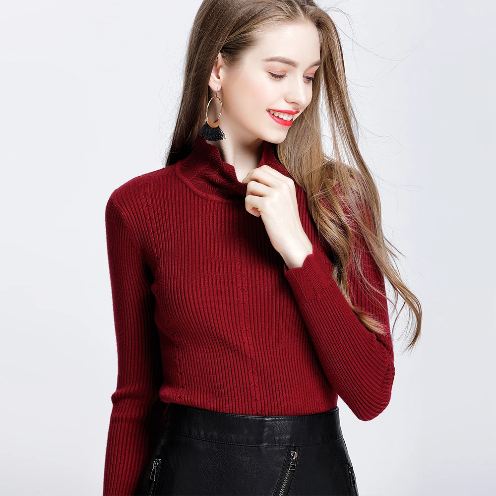 2018 spring and autumn woman sweater pullovers long sleeve Turtleneck Slim warm Pullover Solid Knitted Sweaters A0489 | Женская одежда