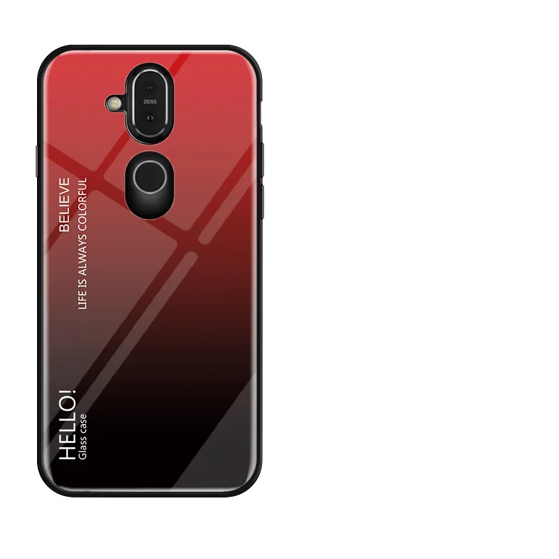 Для Nokia 8,1 чехол для Nokia X7 чехол градиентное закаленное стекло силиконовая рамка задняя крышка для Capa Nokia 8,1/X7 чехол - Цвет: Красный