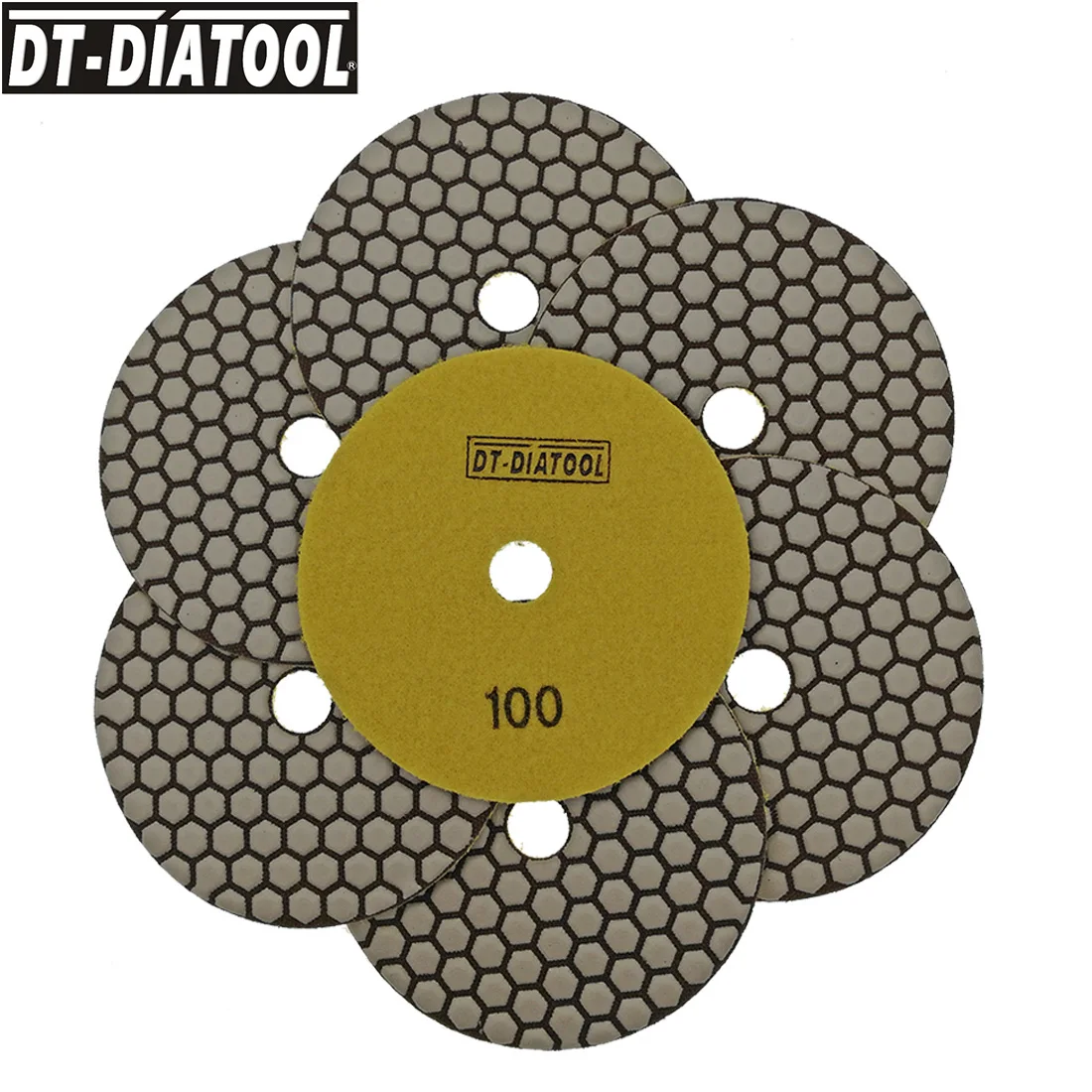 DT DIATOOL 7 шт. 125 мм #100 сухие шлифовальные колодки диаметром 5 дюймов полимерные