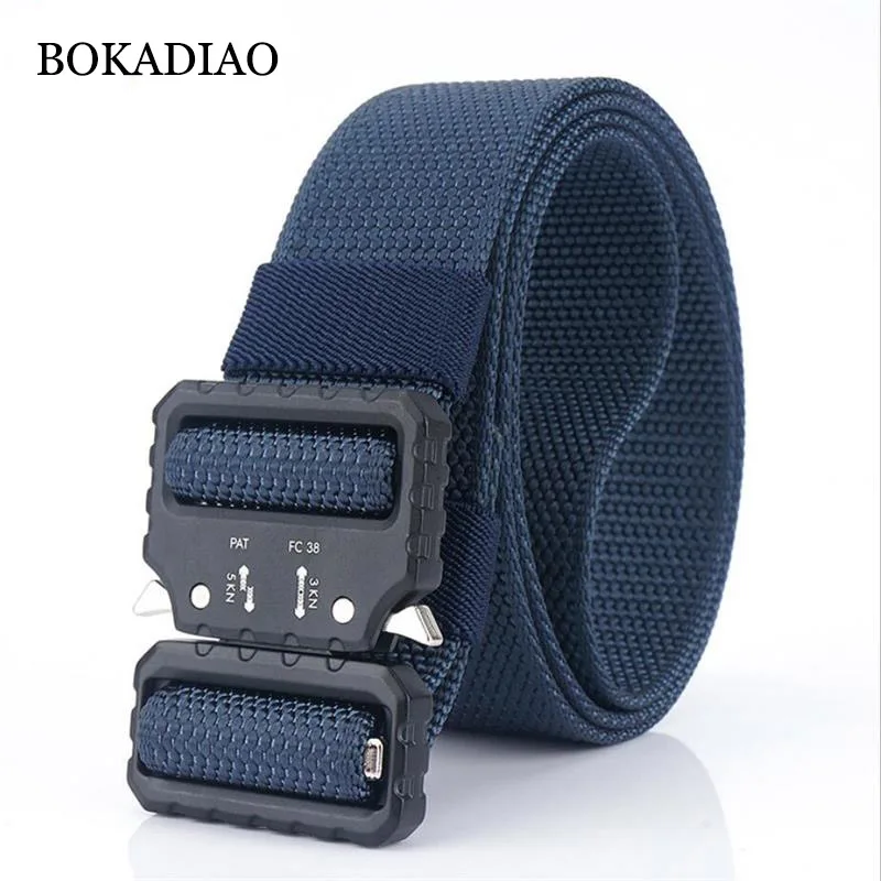 

BOKADIAO New men canvas belt Quick release luxury Metal buckle jeans belt Army military nylon Training tactical belts strap male