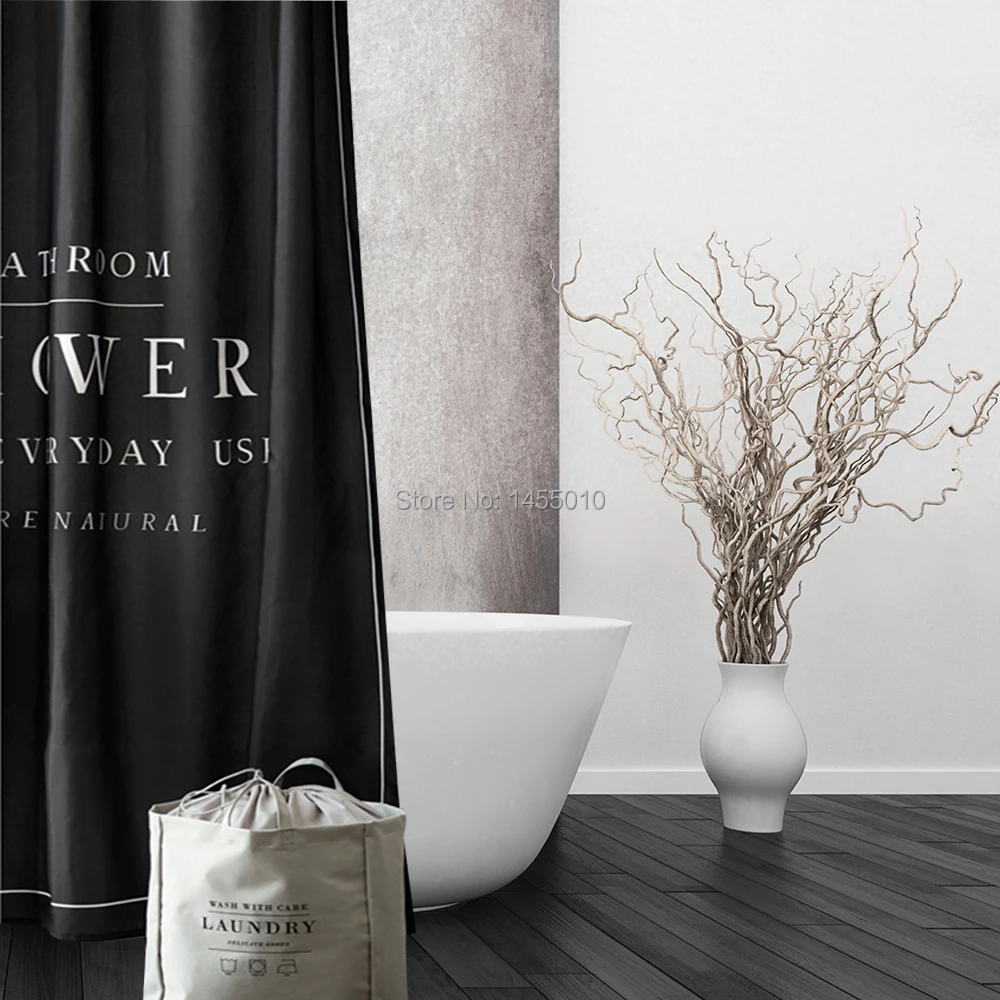 happy tree polyester white black bath curtain waterproof shower curtain thicken fabric bathroom curtain size 180x180cm free global shipping
