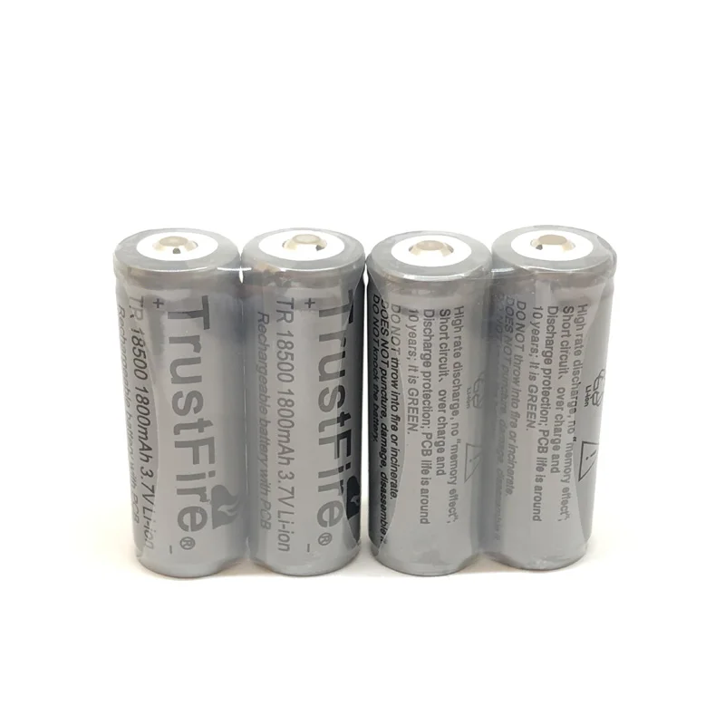 

8pcs/lot TrustFire TR 18500 3.7V 1800mAh Lithium Protected with PCB board Rechargeable Battery with Point Head For e-cigarettes