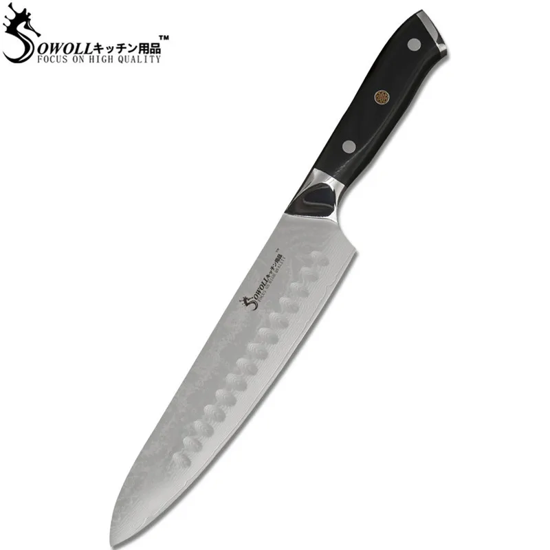 D.8 chef knife Sowoll дамасский кухонный стальной нож 3,5 ''для очистки овощей 5'' Универсальный 6,5 ''шеф-повара 7'' сантоку 8 ''поварские ножи инструменты для приготовления мяса и рыбы - Цвет: D.8 chef knife