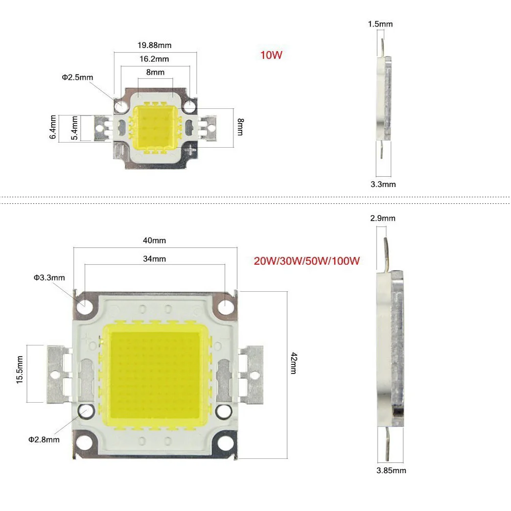 

DC30-36V LED Integrated COB Chip High Power LED Light Source IC SMD For Spotlight Floodlight 10W/20W/30W/50W/100W HL