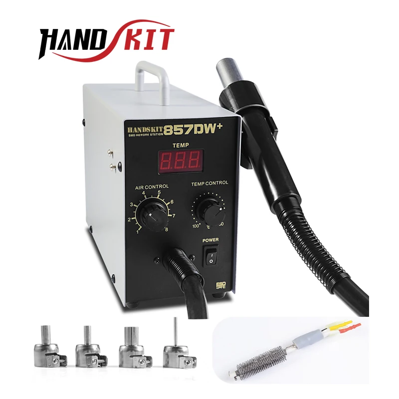 QUICK 857DW ЕС 220 В паяльная станция Регулируемая Термовоздушная пушка с винтовым