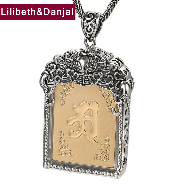 

Ethnic Pendant 100% Real 925 Sterling Silver Jewelry For Men Women Lucky Buddha Heart Sutra Amulet Necklace Pendant 2020 New P42