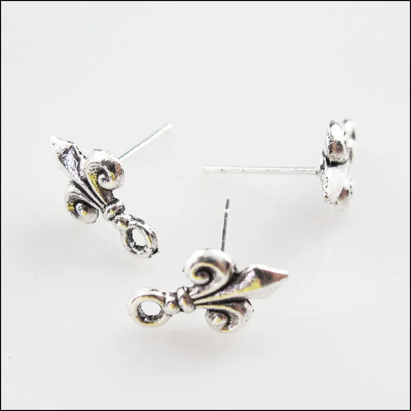 Новинка 20 шт. Тибетский серебристый цвет &quotФлёр де Лис&quot провод серьги-Крючки