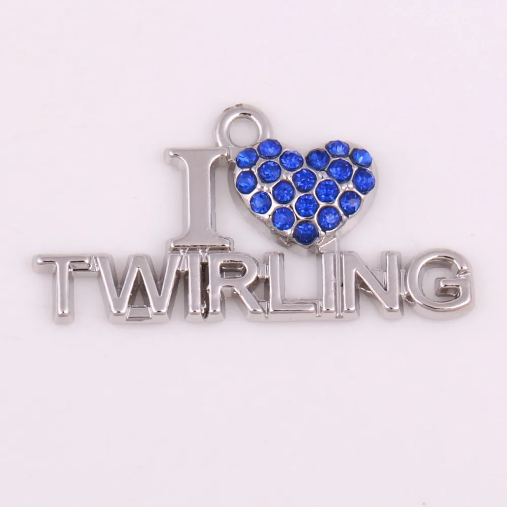 Женское Ожерелье Подвеска I Love Twirling с буквенным узором сверкающие кристаллы индивидуальное очарование цинковый сплав обеспечивает дропшиппинг