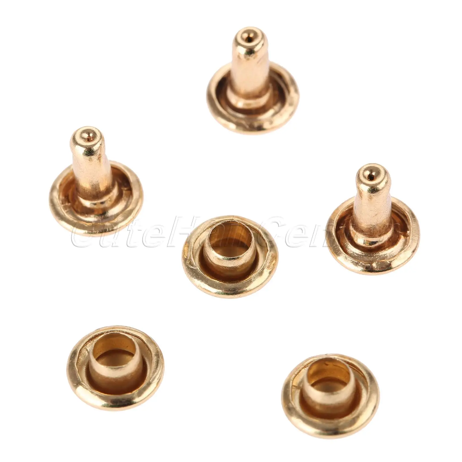gold Hicello 100 шт./лот заклепки кожа ремесло античная латунь двойной колпачок швейная заклепка поясная сумка в стиле панк браслет одежда заклепки - Цвет: gold