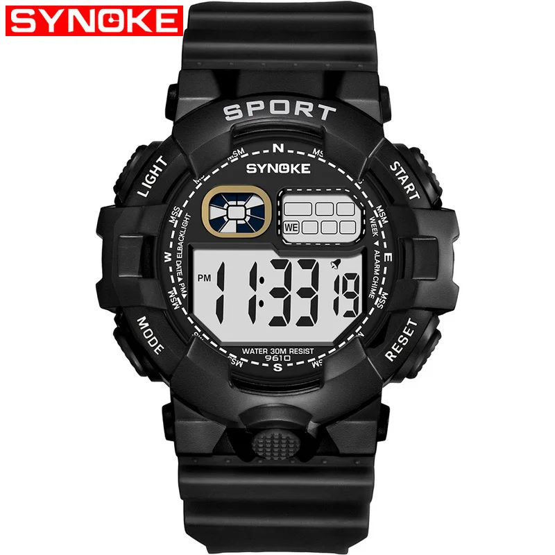 SYNOKE спортивные цифровые часы для мужчин светодиодный Будильник