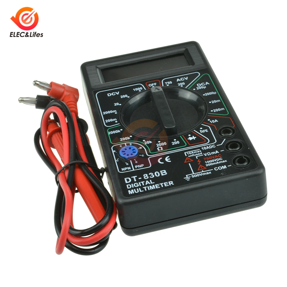 DT830B AC/DC Напряжение ЖК дисплей Цифровой мультиметр 750/1000V Вольтметр Амперметр Ом