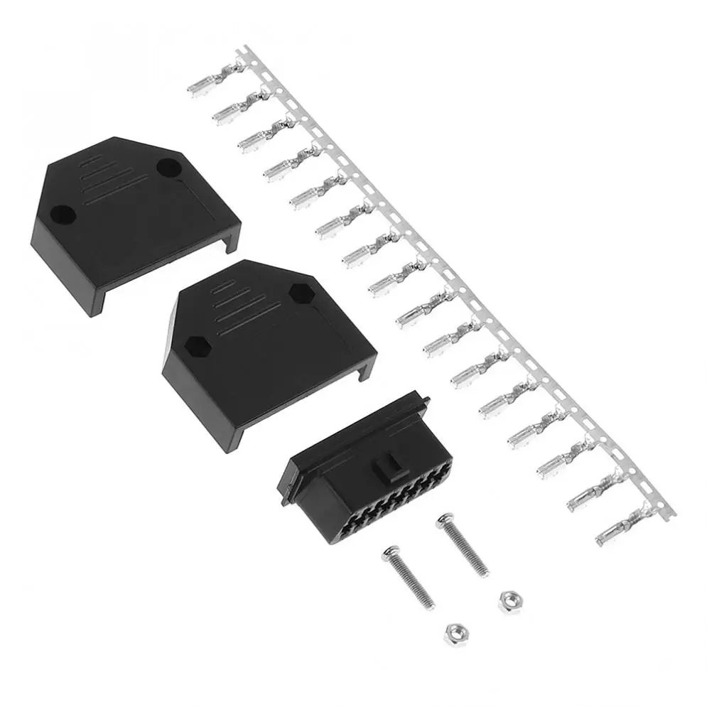 OBD II 16Pin черный женский угловой разъем гнездо для провода &quotмама&quot с оболочкой и