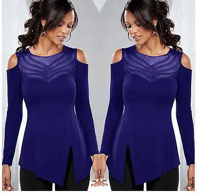 Новая Женская Сексуальная Повседневная Свободная блузка с длинным рукавом и