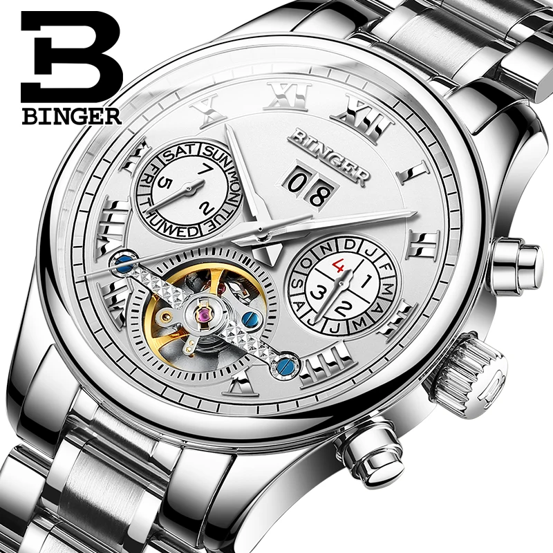 

Men Luxury Top Brand BINGER Multifunction 6 Hands Mechanical Watch Fashion Business Sport Casual Automatic Wristwatch relogio