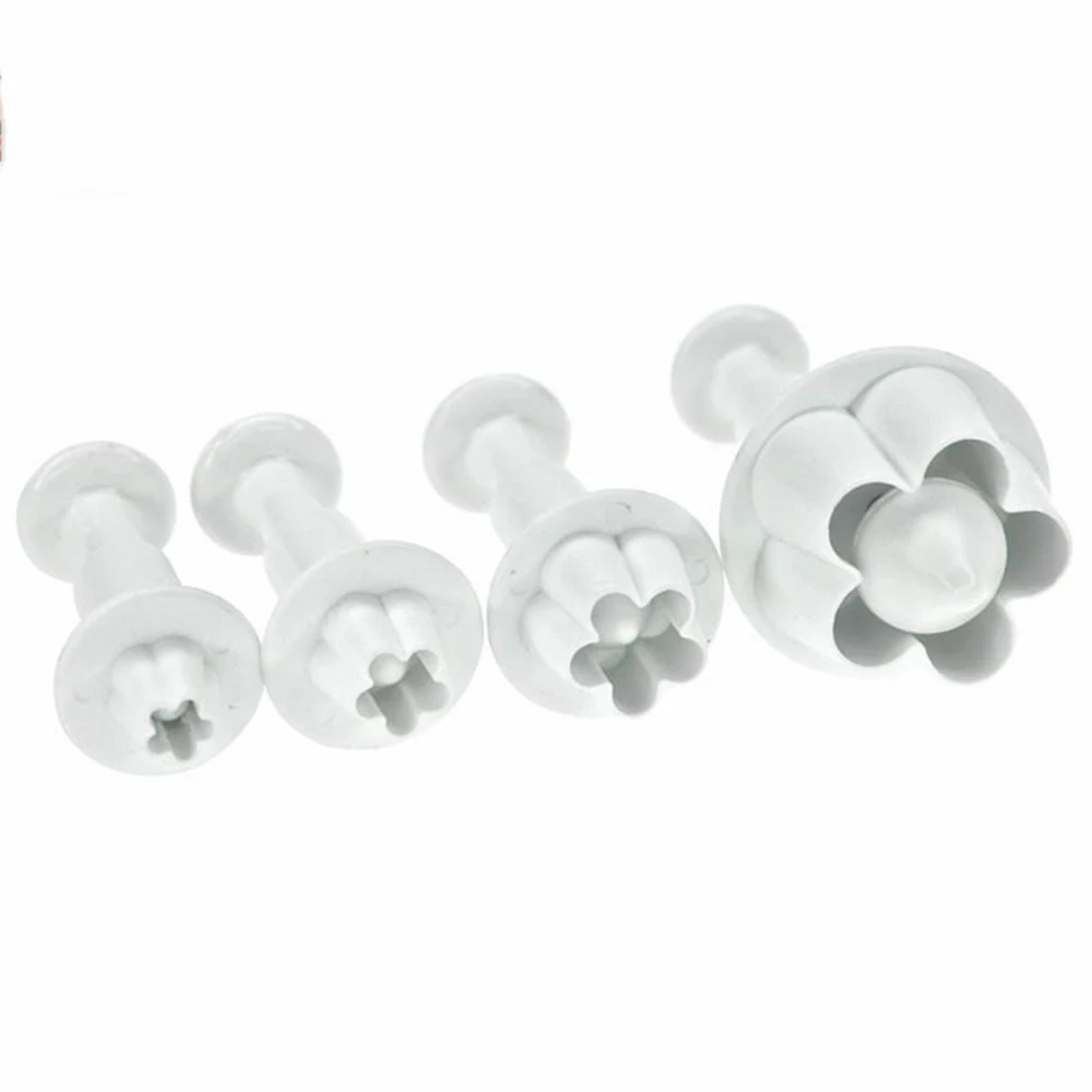 

4PCs Flower Plastic Molds Plunger Cutter DIY Baking Tools Dessert decorators plum sugarcraft fondant Cake Moulds Cake Decorating