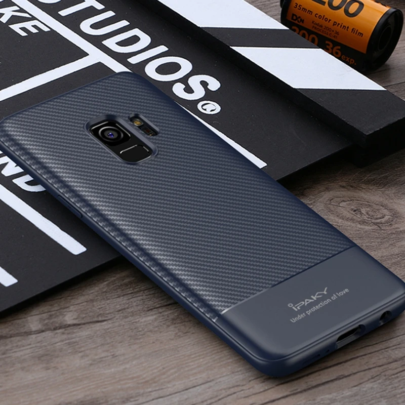 IPAKY Углеродное Волокно ТПУ чехол для Samsung Galaxy S9 ударопрочный Ультратонкий