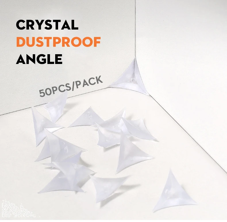 KAK 50PCS PVC Clear Dustproof Corner Protector Protective Edge Triangles for Furniture Hardware Cabinet Drawer Corner Bracket