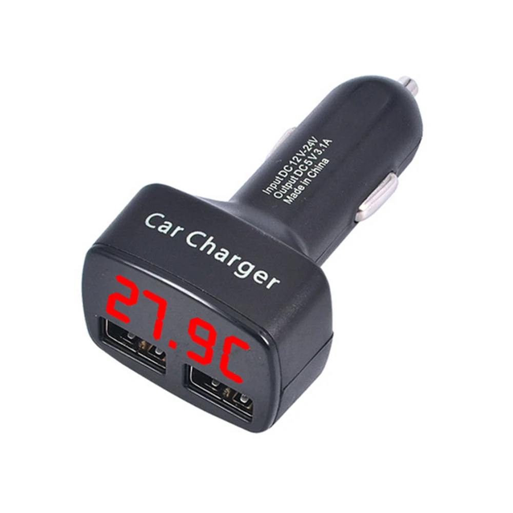 Red Двойной USB Автомобильное зарядное устройство 5 В 3.1A Универсальный с напряжение температура измеритель тока тестер адаптер цифровой светодиодный дисплей - Название цвета: Red